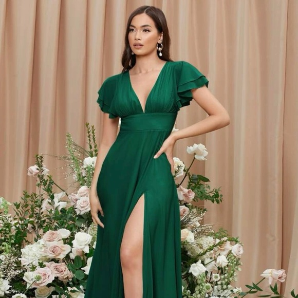 Emerald green long dress - Picture 1 of 5